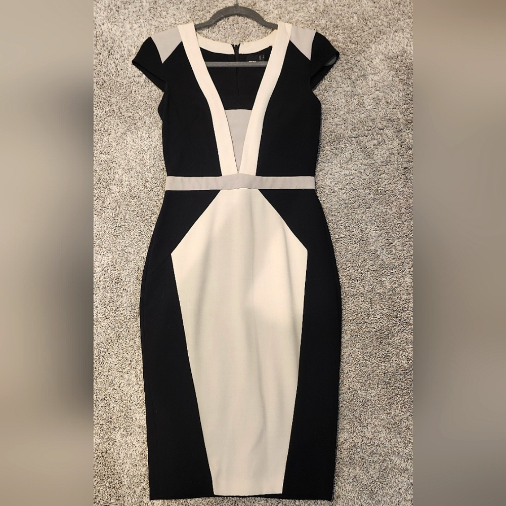 Asos Womens Bodycon Colorblock Knee Length Office/party Dress Size 4